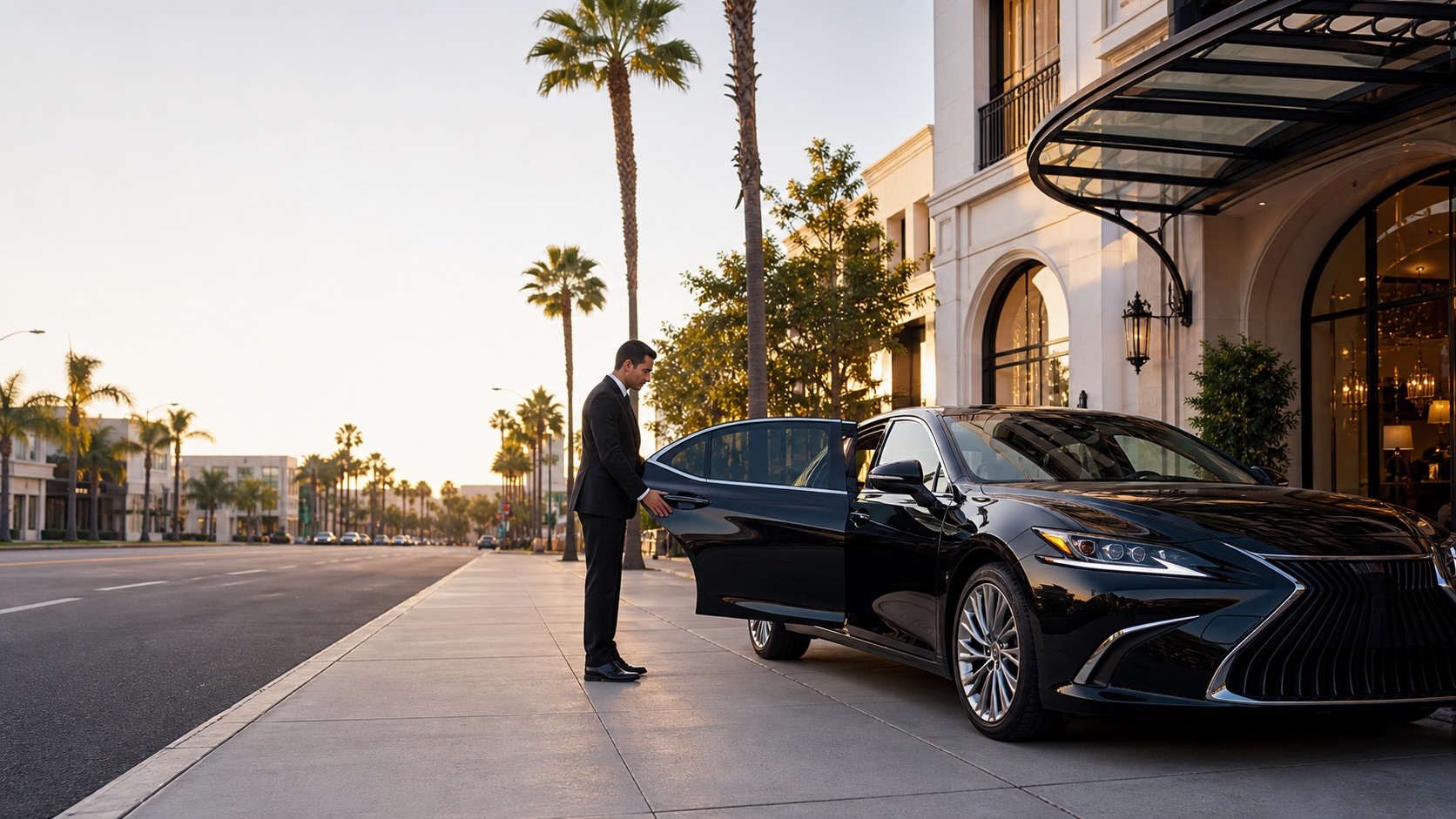Black Lexus ES comfort sedan — Beverly Hills Car Service most affordable vehicle