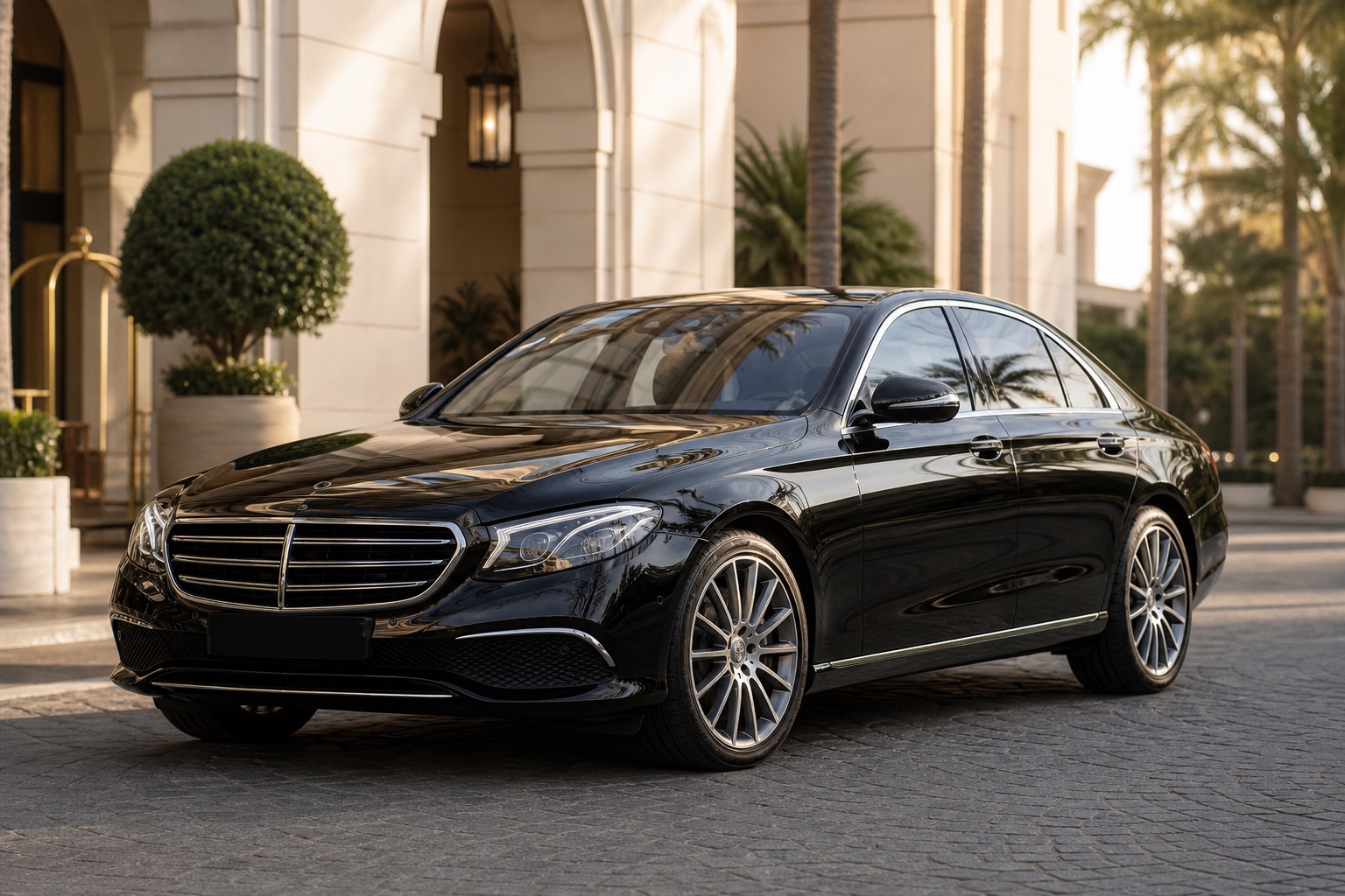 Black luxury sedan — Beverly Hills Car Service executive sedan